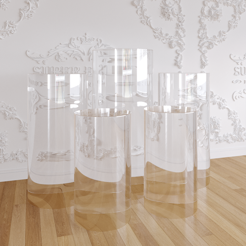 Transparent Acrylic Cylinder Round Plinths Set - 3/5 Pieces