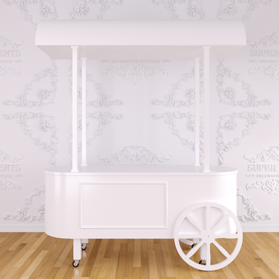 MDF Candy Dessert Cart with Wheels - White
