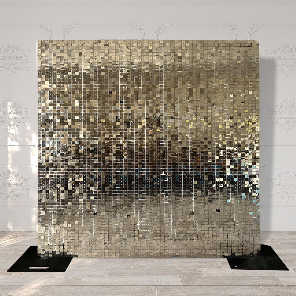 Shimmer Wall Panels / Black Backing & Square Sequins - Light Gold