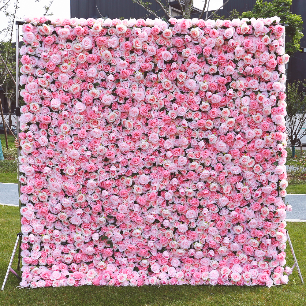 BD-040 3D Fabric Artificial Flower Backdrop Rolling Up Curtain Flower Wall - 8ft*8ft