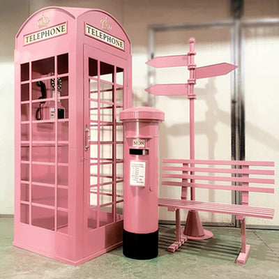 London Telephone Booth+2M Sign+1.2M Mailbox+1M Bench+0.5M Telephone - White