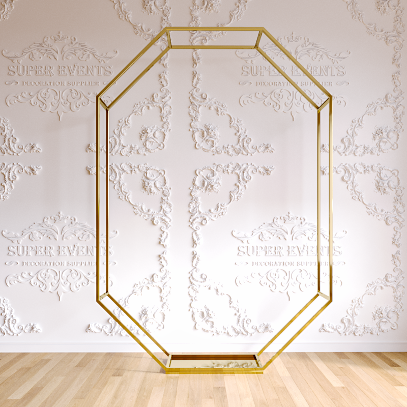 Stainless Steel Polygon Backdrop Frame Stand - Gold