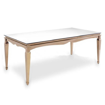 Gold Stainless Steel Rectangle Dining Table - White/Black