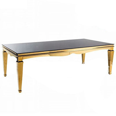 Gold Stainless Steel Rectangle Dining Table - White/Black