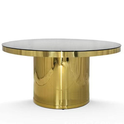 Gold Stainless Steel Round Dining Table - White