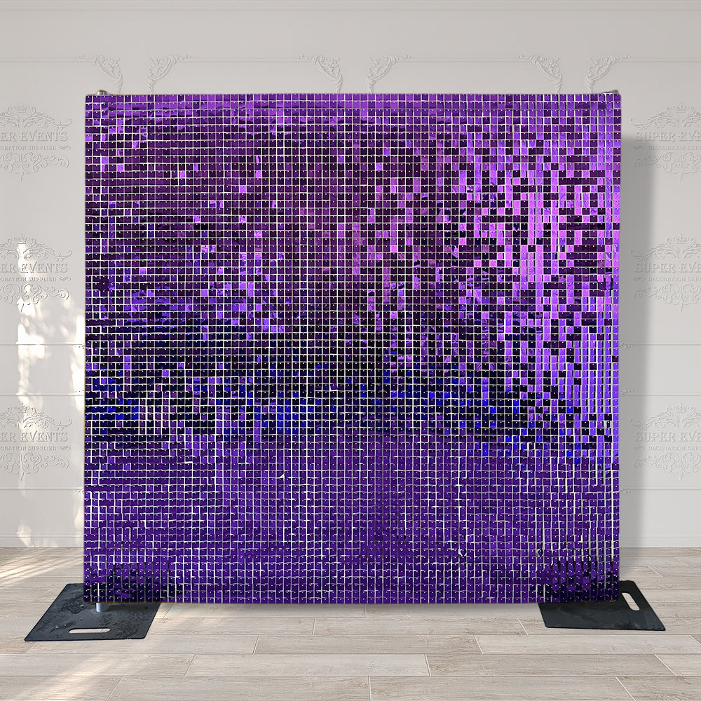 Shimmer Wall Panels / Black Backing & Square Sequins - Blue Purple