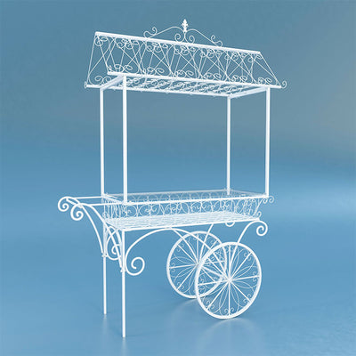 Metal Wire Candy Dessert Cart with Wheels - Gold/White