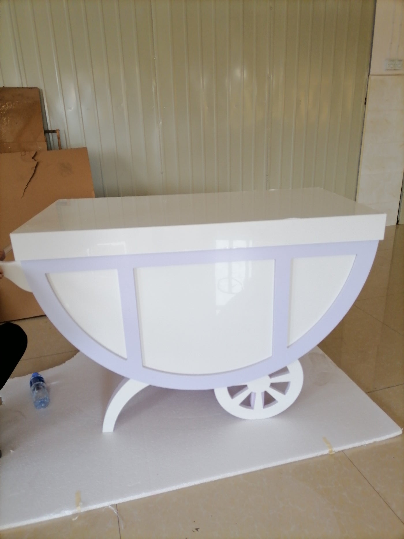 PVC+Acrylic Candy Dessert Cart with Wheels - White