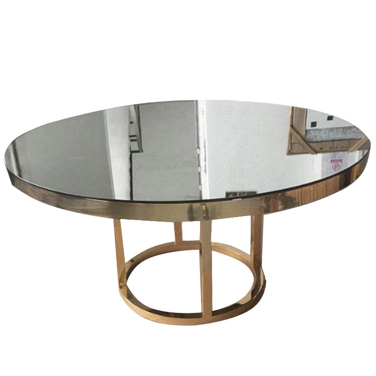 Gold Stainless Steel Round Dining Table - White