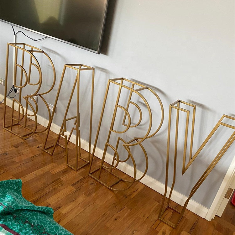 Custom Metal Wire Letter Numbers 26 Letters Decor - White/Gold