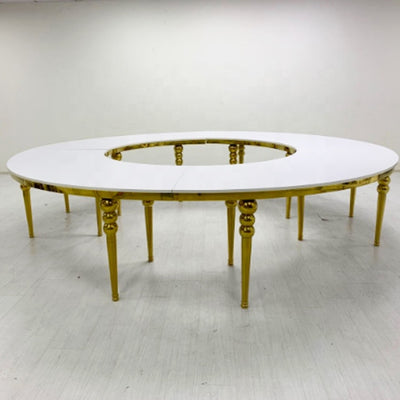 Gold Stainless Steel Round Dining Table - White/Black