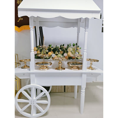 Wood Candy Dessert Cart with Wheels - White