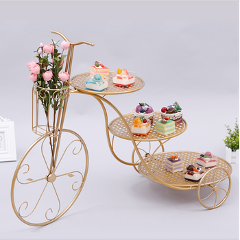 3 Layers Gold Cake Display Stands Set for Wedding Cakes - Metal