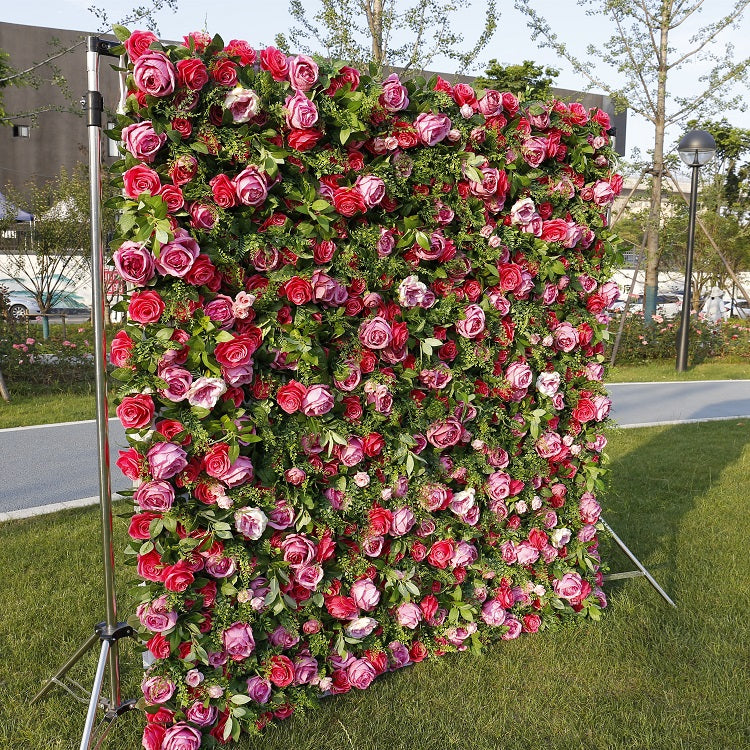 BD-038 3D Fabric Artificial Flower Backdrop Rolling Up Curtain Flower Wall - 8ft*8ft