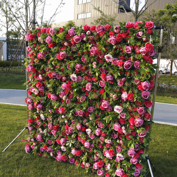 BD-038 3D Fabric Artificial Flower Backdrop Rolling Up Curtain Flower Wall - 8ft*8ft