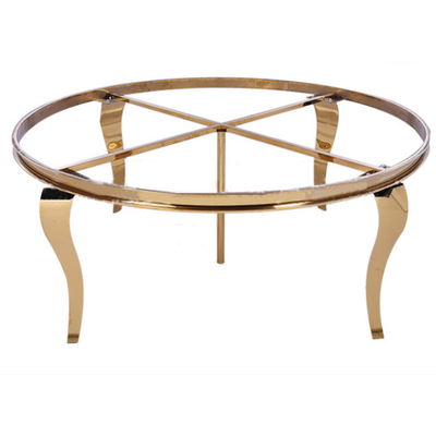 Gold Stainless Steel Round Dining Table - White