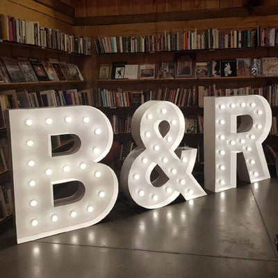 Metal Vintage LED 4ft Marquee Letter Numbers Freestanding Custom 26 Letters - White