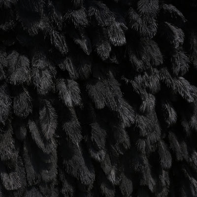 HE-BD031-1 5D Black Feather Backdrop Rolling Up Curtain Flower Wall - 8ft*8ft