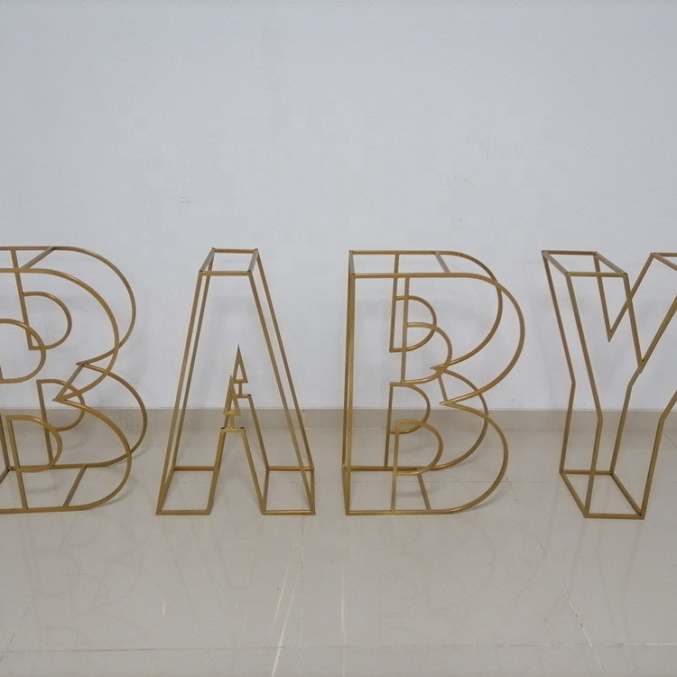 Custom Metal Letter Numbers Wire 26 Letters Decor - White/Gold