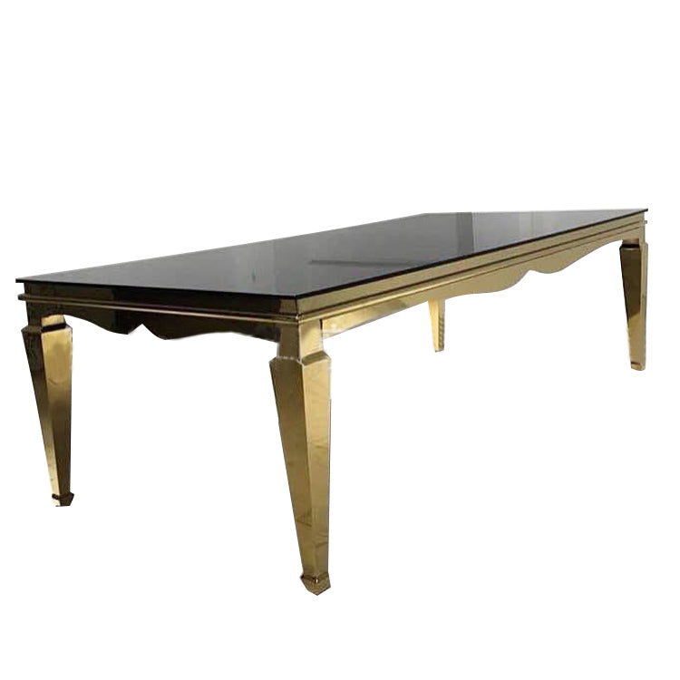 Gold Stainless Steel Rectangle Dining Table - White/Black