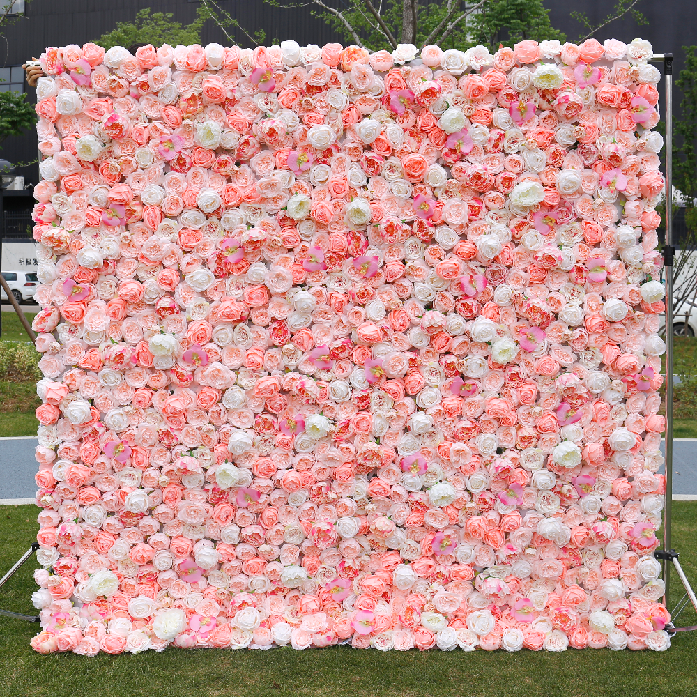 BD-019 3D Fabric Artificial Flower Backdrop Rolling Up Curtain Flower Wall - 8ft*8ft