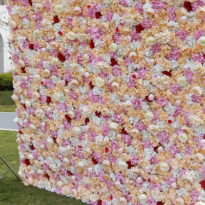 BD-018 2D Fabric Artificial Flower Backdrop Rolling Up Curtain Flower Wall - 8ft*8ft