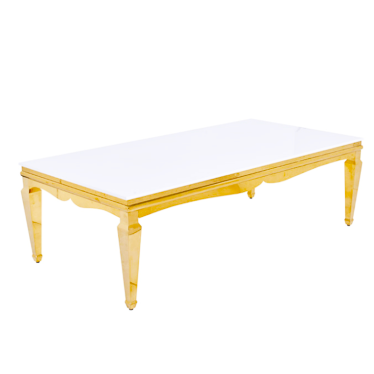 Gold Stainless Steel Rectangle Dining Table - White/Black