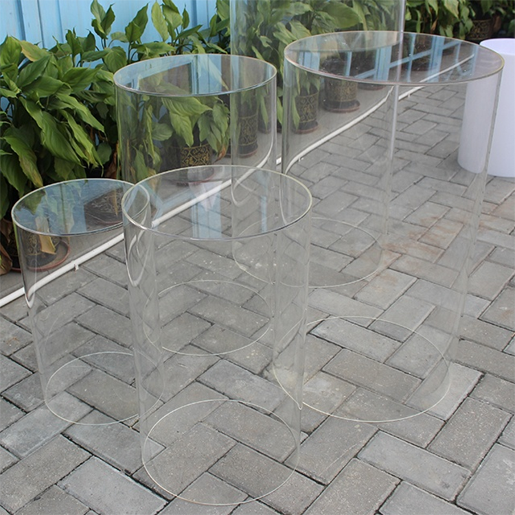 Transparent Acrylic Cylinder Round Plinths Set - 3/5 Pieces