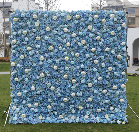 BD-001 2D Fabric Artificial Flower Backdrop Rolling Up Curtain Flower Wall - 8ft*8ft