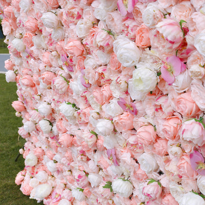 BD-019 3D Fabric Artificial Flower Backdrop Rolling Up Curtain Flower Wall - 8ft*8ft