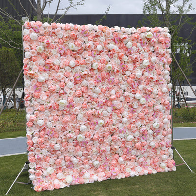 BD-019 3D Fabric Artificial Flower Backdrop Rolling Up Curtain Flower Wall - 8ft*8ft