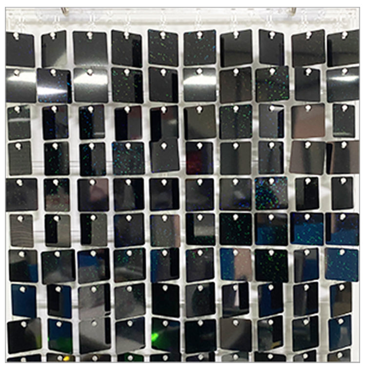 Shimmer Wall Panels / Black Backing & Square Sequins - Laser Black