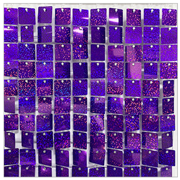 Shimmer Wall Panels / Black Backing & Square Sequins - Laser Blue Purple