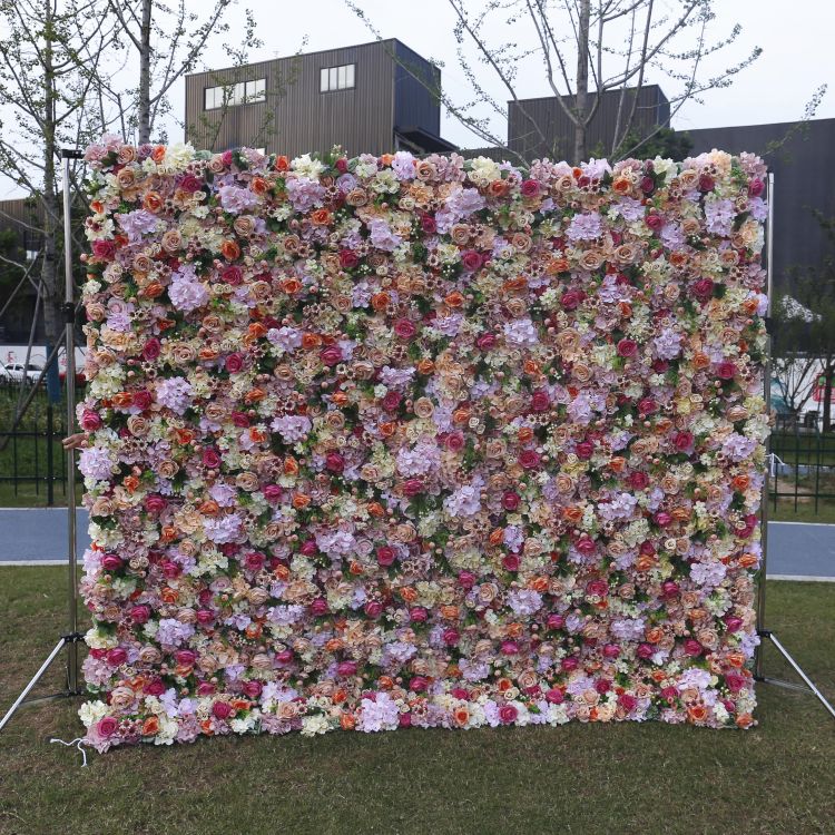 BD-044 3D Fabric Artificial Flower Backdrop Rolling Up Curtain Flower Wall - 8ft*8ft