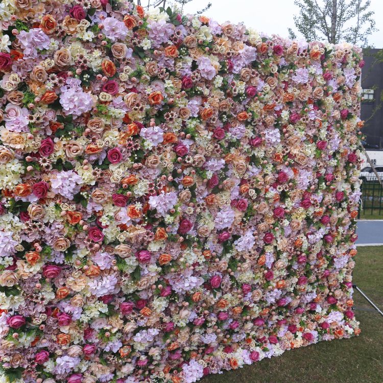 BD-044 3D Fabric Artificial Flower Backdrop Rolling Up Curtain Flower Wall - 8ft*8ft