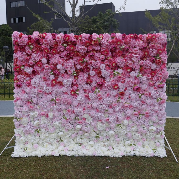 BDJ-008 3D Fabric Artificial Flower Backdrop Rolling Up Curtain Flower Wall - 8ft*8ft