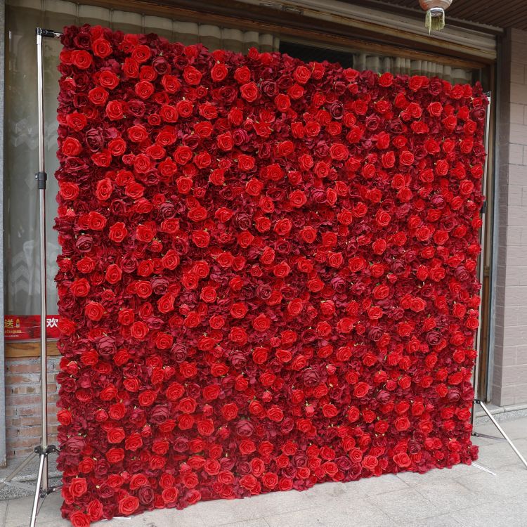 BD-050 3D Fabric Artificial Flower Backdrop Rolling Up Curtain Flower Wall - 8ft*8ft