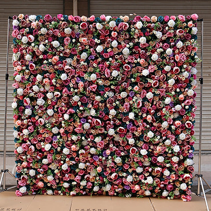 BD-006 5D Fabric Artificial Flower Backdrop Rolling Up Curtain Flower Wall - 8ft*8ft