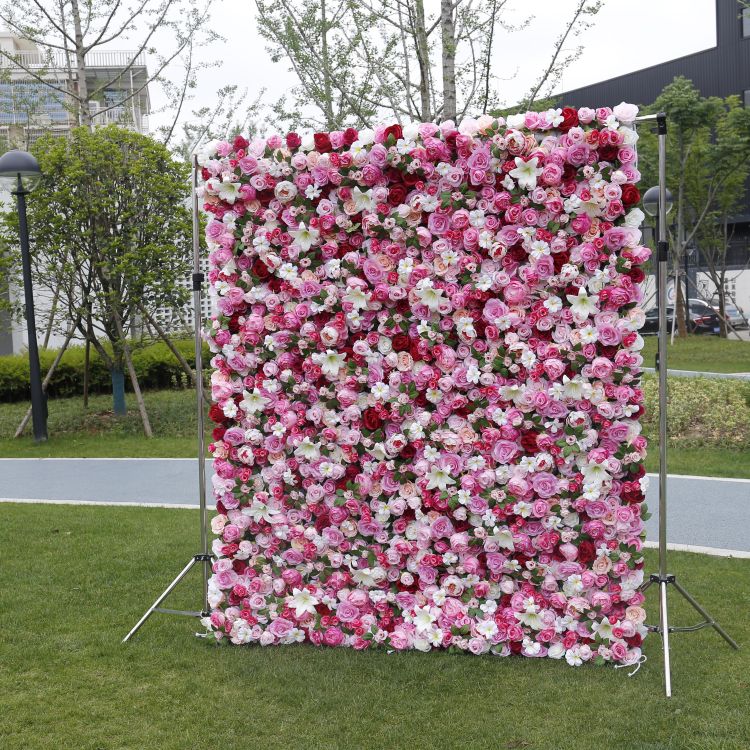 BD-023 3D Fabric Artificial Flower Backdrop Rolling Up Curtain Flower Wall - 8ft*8ft