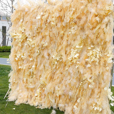 HE-BD030 5D Feather Backdrop Rolling Up Curtain Flower Wall - 8ft*8ft