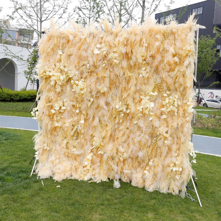 HE-BD030 5D Feather Backdrop Rolling Up Curtain Flower Wall - 8ft*8ft