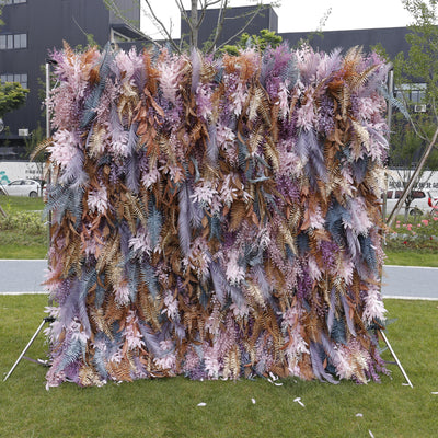 HE-BD026 5D Feather Backdrop Rolling Up Curtain Flower Wall - 8ft*8ft