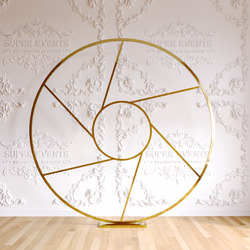 Stainless Steel Round Mesh Backdrop 65" - Gold