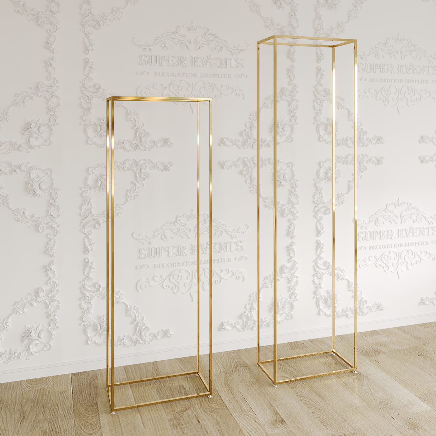 2 Pieces Stainless Steel Display Plinths Set - Gold