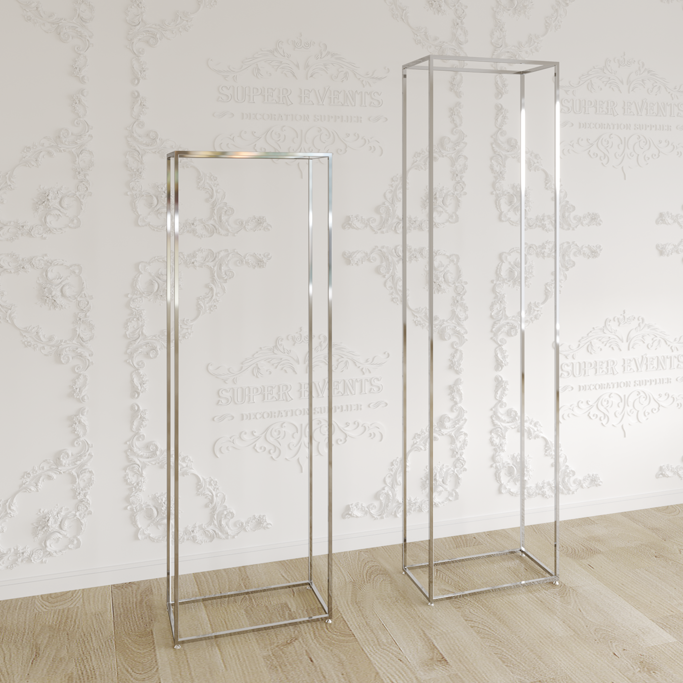 2 Pieces Stainless Steel Display Plinths Set - Silver