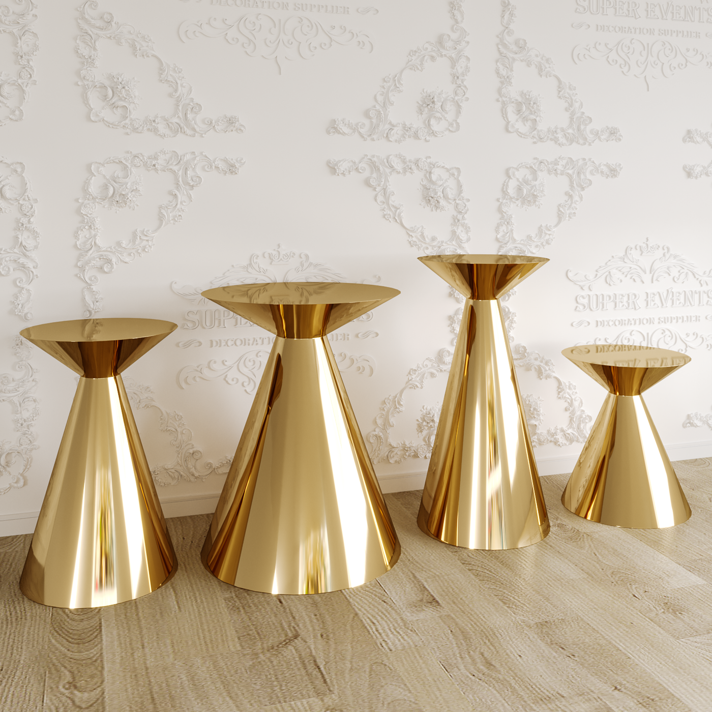 4 Pieces Stainless Steel Display Plinths Set - Gold