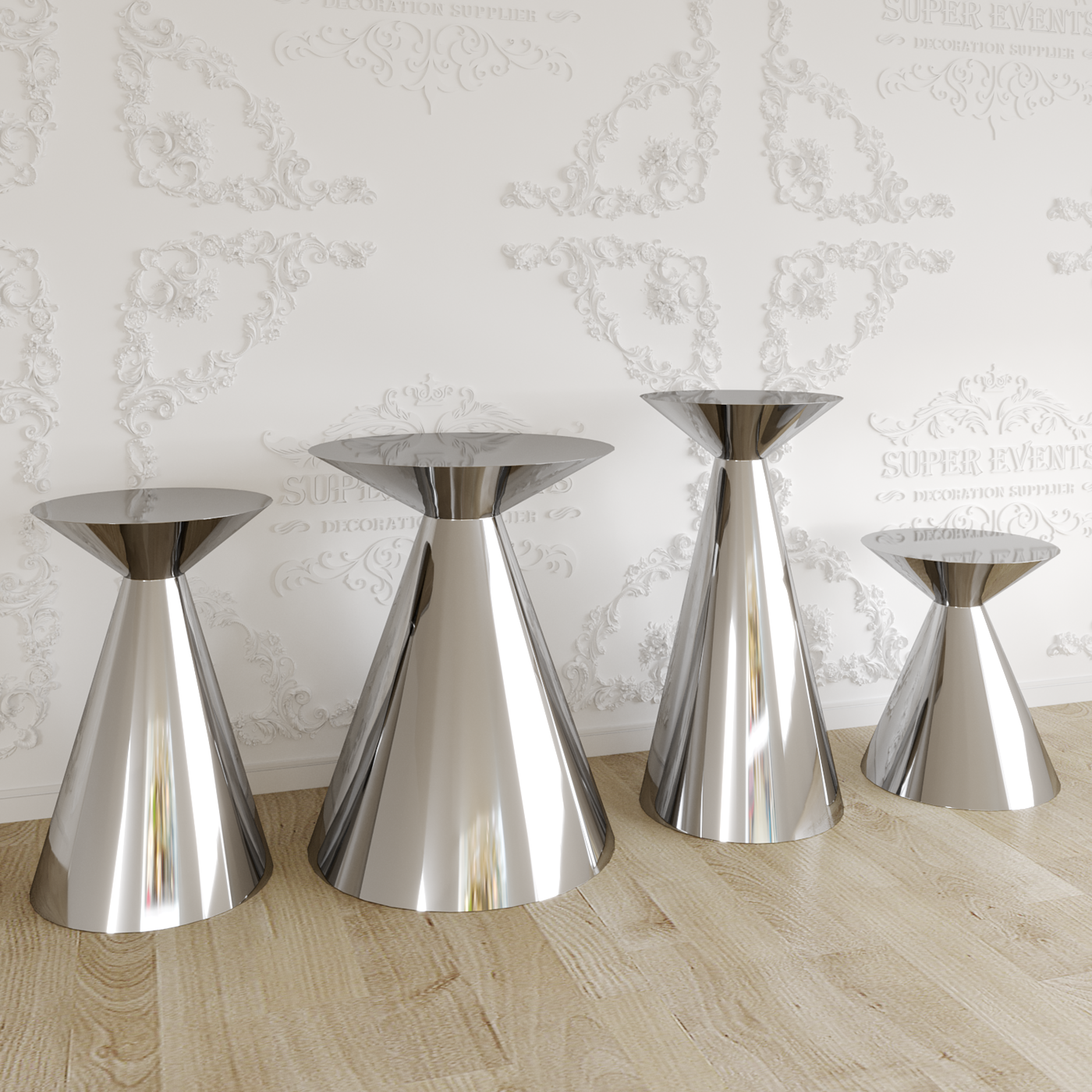 4 Pieces Stainless Steel Display Plinths Set - Gold