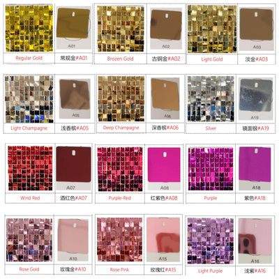 Shimmer Wall Panels / Clip Hole Backing & Square Sequins - Regular Gold