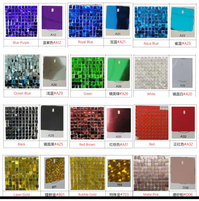 Shimmer Wall Panels / Black Backing & Square Sequins - Blue Purple