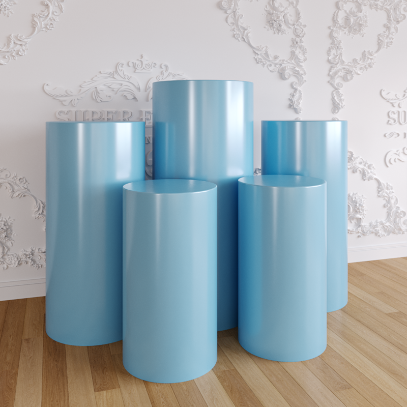 Blue Acrylic Cylinder Round Plinths Set - 3/5 Pieces